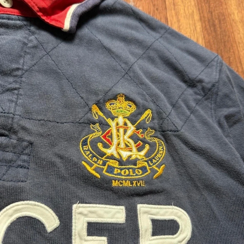 Polo Ralph Lauren Vtg 90's Mercer Club Crest Sleeve Polo Shirt Large